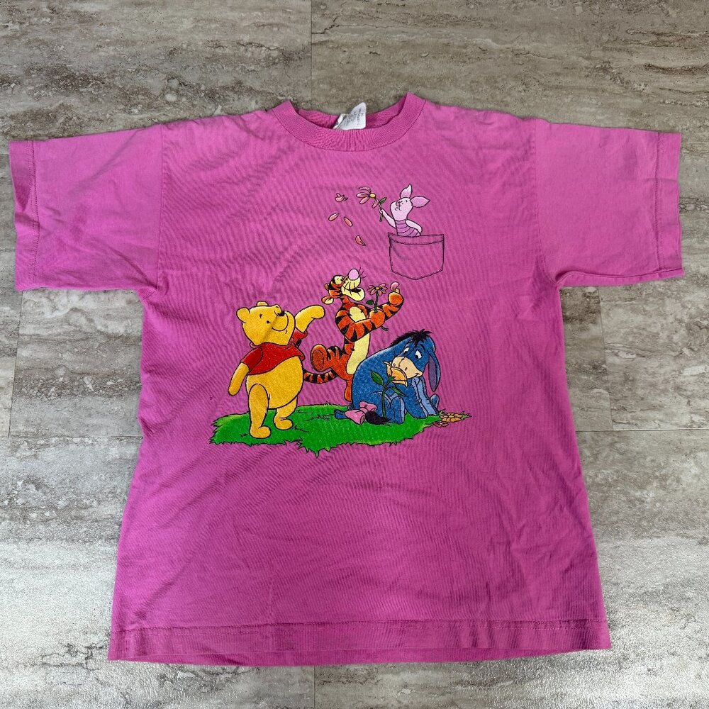 Vintage 90s Disney Winnie The Pooh - Pink - Cotton T-shirt SZ  X - Large 14